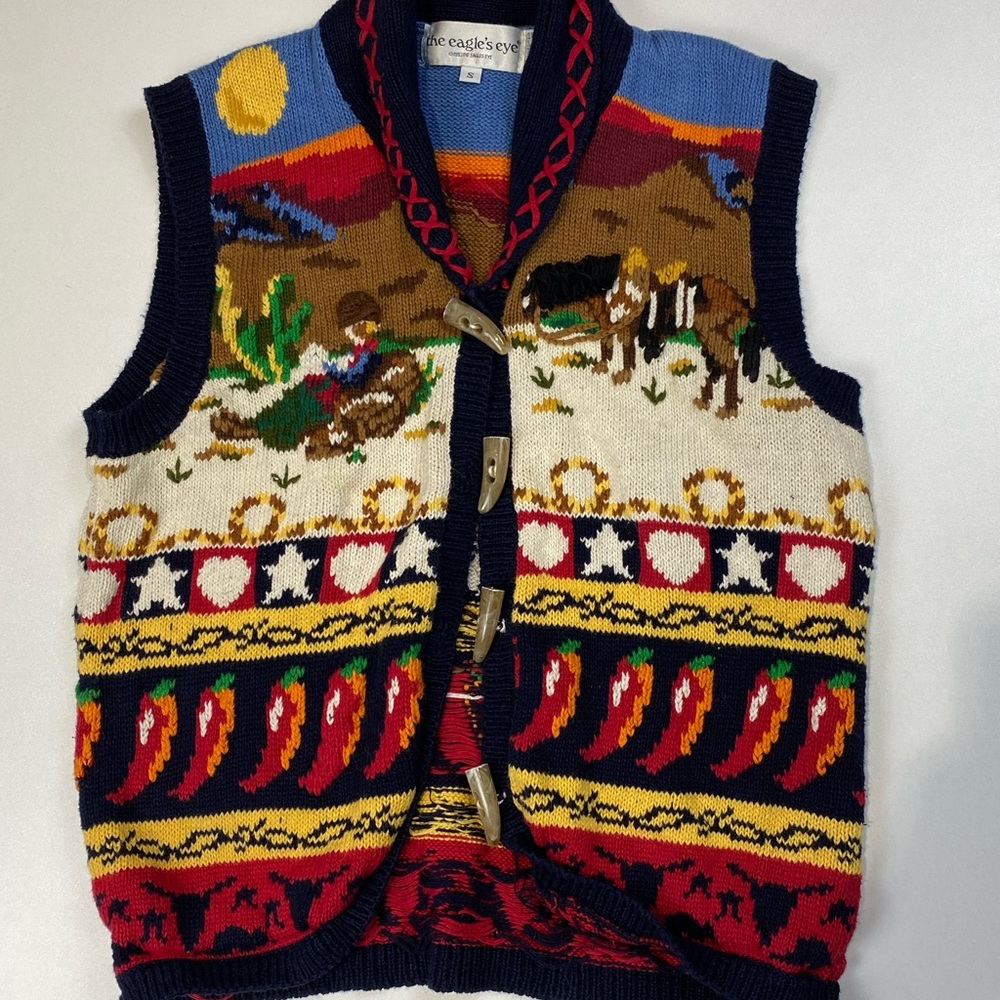 Eagle's Eye Multicolor Southwestern Cardigan Vest